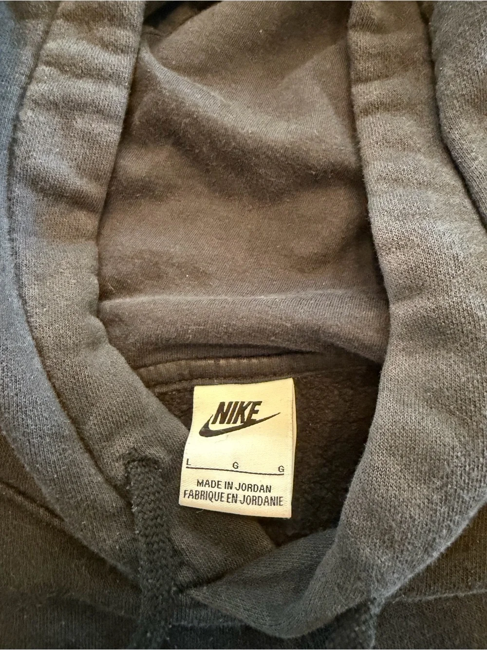 Nike Men's Black Crewneck Hoodie with White Swoosh